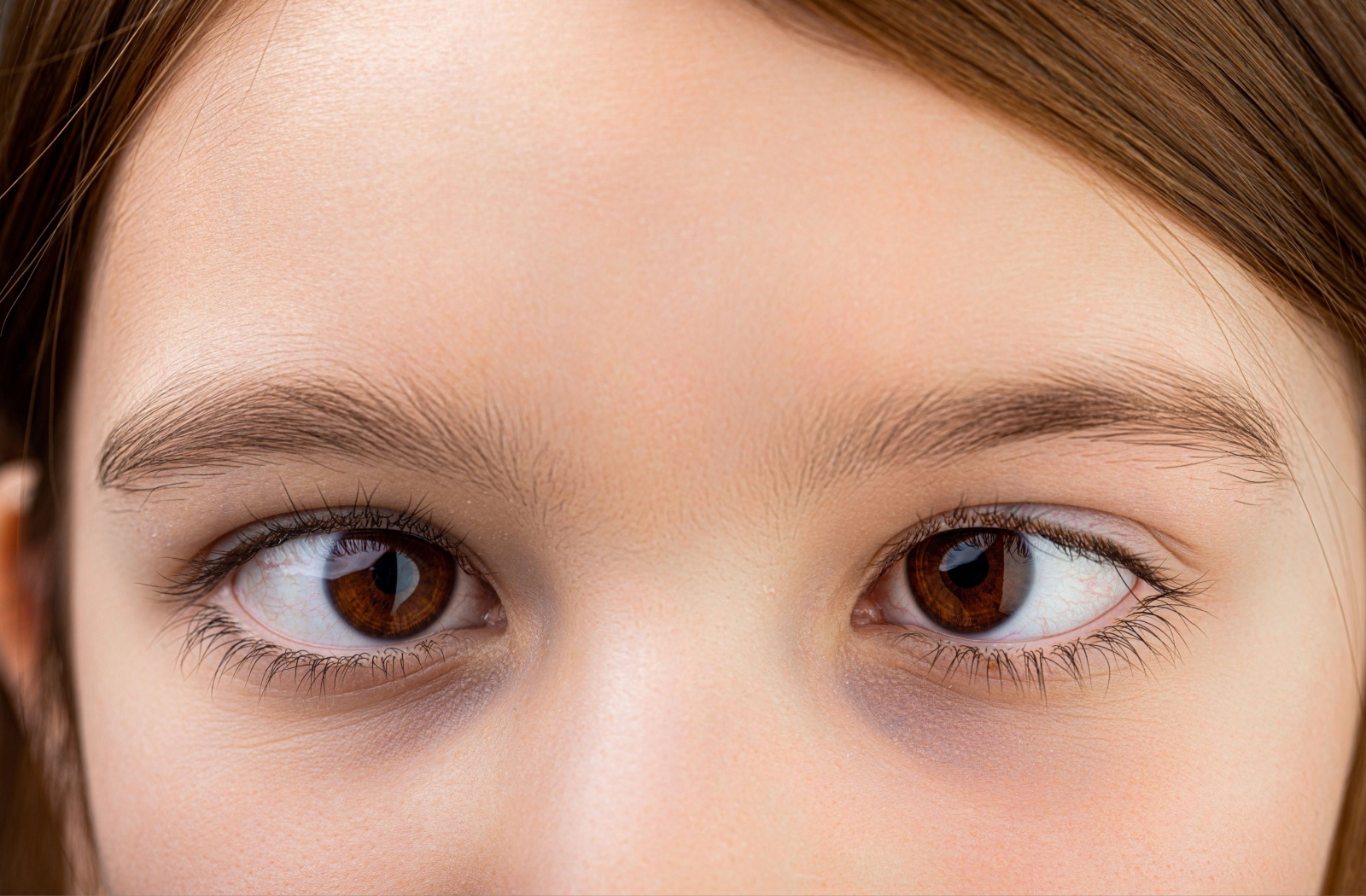 Close-up of a child with strabismus showing one turned eye.